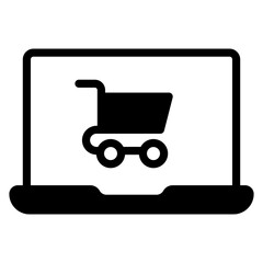 Sticker - online shopping with laptop icon