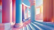 Abstract Architectural Elements: A 3D vector illustration of a series of columns merging and diverging