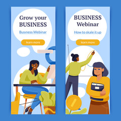 Poster - Hand drawn business scenes banner set