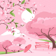 Sticker - Hand drawn sakura tree composition