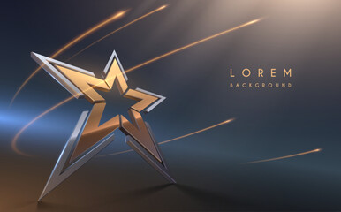 Poster - Gold and silver star with light effects
