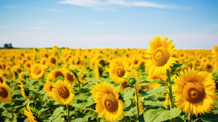 Sticker - Vibrant Sunflower Field Under Blue Sky