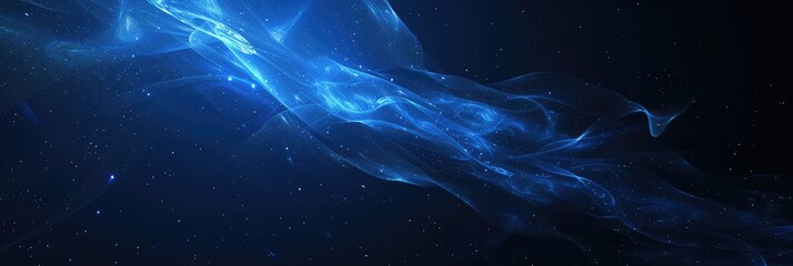 Wall Mural - Abstract Blue Energy Waves in Cosmic Space