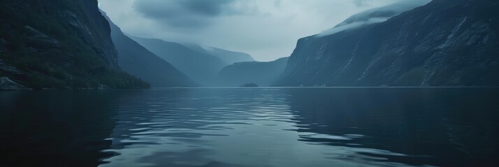 Canvas Print - Serene Lake and Mountains Panorama at Dusk