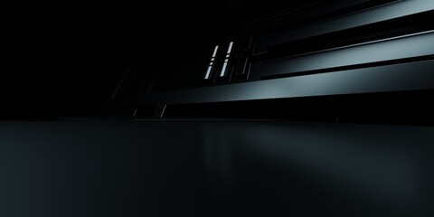 Wall Mural - 3d rendering of black and gray abstract showroom background. scene for advertising design, technolog