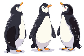 Canvas Print - set of penguins clipart illustration, isolated on a white or transparent background