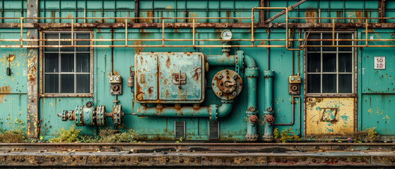 Wall Mural - Array of industrial Pipes in and around Buildings Wallpaper Cover Background Brainstorming