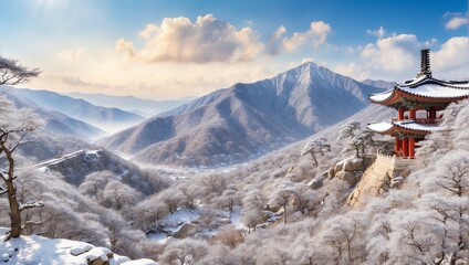 Poster - ski resort in the mountains