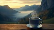 enjoy a cup of hot coffee in the mountains