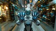 3D render of a high-fidelity artificial intelligence robot with illuminated circuits in a modern tech environment, symbolizing future innovation.