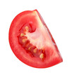 piece tomato isolated, macro tomato studio photo, transparent PNG, PNG format, juicy, cut out