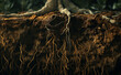 Roots of plant growing underground