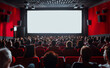 © Curioso.Photography - People in the cinema hall with empty white screen
