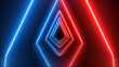 blue half red futuristic tunnel abstract beam, club concepts corridor discotheque effect, illuminated fluorescent electronic glowing background