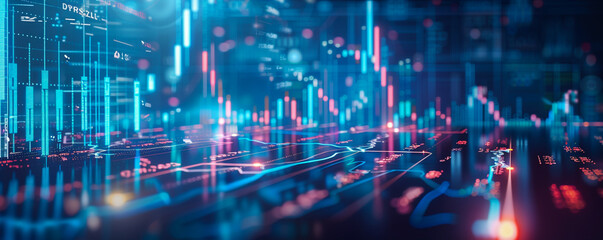Perspective on stock market growth, graph indicator charge background, business investment concept