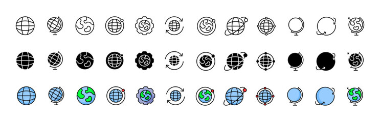 Internet icon collection. Linear, silhouette and flat style. Vector icons