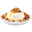 Ricotta cheese fluffy white mound drizzled with honey and sprinkled with toasted pine nuts Culinary