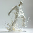 milk splash sculpt forms a human figture from a glass, white background
