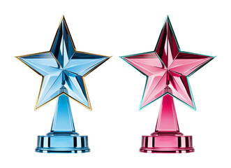 Wall Mural - Glass Star Trophy Set Isolated on Transparent Background
