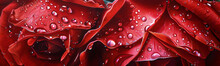 Painting From Colored Pencils, Water Drops On Red Rose Petals