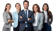 happy successful business team isolated on transparent and white background.PNG image.