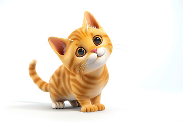 3d cute clay icon toy american bobtail cat isolated on white background