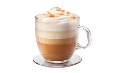 Wall Mural - Frothy coffee cappuccino with whipped milk isolated on transparent and white background.PNG image.