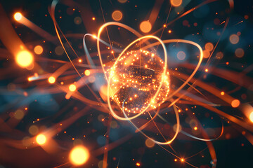 Abstract background of atoms Chemical reactions of atoms from different concepts.