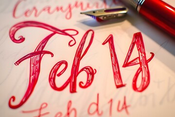 Wall Mural - there are handwritten red letters next to an ink - pen