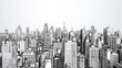 skyline of densely populated cities in the style of graphic comics.