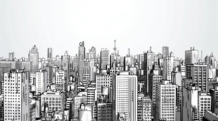 Wall Mural - skyline of densely populated cities in the style of graphic comics.