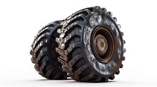 Isolated On A White Background, Mining Truck Tire, Big Tire, Tractor Tire