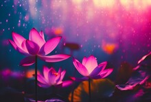 AI Generated Illustration Of Flowers In Pink Neon Colors
