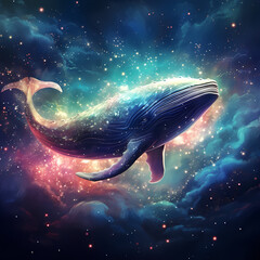 Poster - Cosmic whale swimming through a galaxy. 