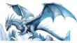 ice dragon isolated on white background watercolor