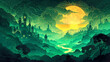 Fantasy Background Illustration at Night