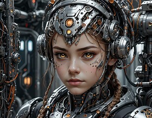 Canvas Print - portrait of a cyber girl