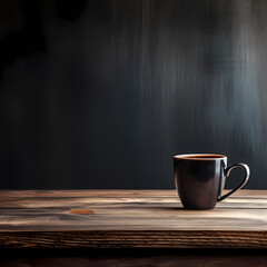 Canvas Print - Minimalist coffee cup on a rustic table.