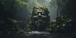 AI-generated illustration of an old statue of a lost ancient civilization in the jungle