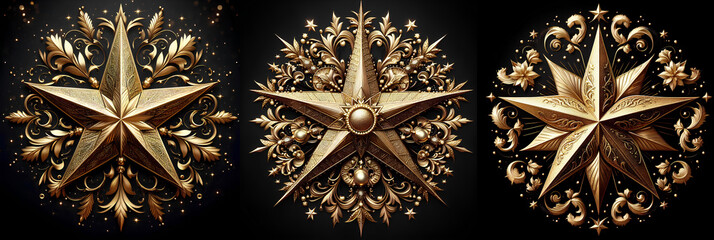 Luxury gold star loyalty, golden shiny stars