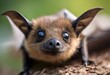 AI generated illustration of a bat with large, expressive eyes hangs gracefully from a tree branch