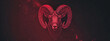 Red Aries Sign on Starry Dark Red Sky Transitioning to Navy with Galaxies, Banner