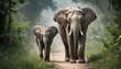 A-Mother-Elephant-Leading-Her-Calf-Through-The-Jun-