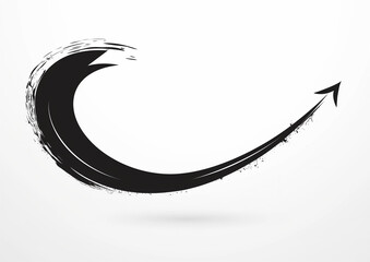 Wall Mural - Curved arrow black color only vector style png