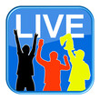 Blauer Button mit Fans - Live