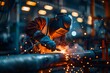 © artemstepanov - Welder at Work, Welding of Metal Parts at Industrial Plant, Industrial Worker Using Angle Grinder