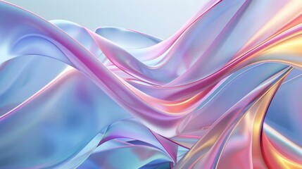 Wall Mural - Background with holographic color and curve shape. Abstract 3D art...