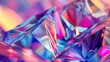 An abstract geometric crystal background with an iridescent texture and liquid in 3D...
