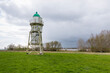 Small lighthouse on Hharriersand island in Weser river near Bremen