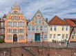 Historic facades at the old town of Stade, Germany